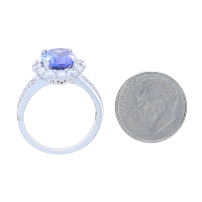 4.81ctw Tanzanite and Diamond Women's Ring White Gold