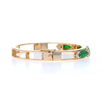 3.44ctw Jadeite and Diamond Bracelet Yellow Gold