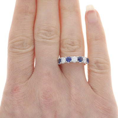 1.51ctw Sapphire and Diamond Band White Gold