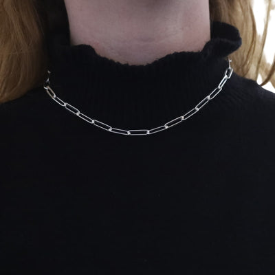 Women's Paperclip Chain Necklace Sterling Silver