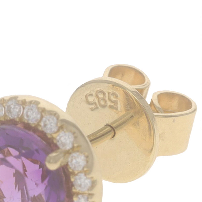 2.71ctw Amethyst and Diamond Earrings Yellow Gold