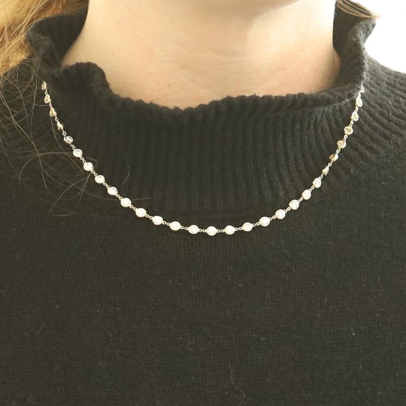 10.00ctw Diamond Women's Station Necklace Yellow Gold