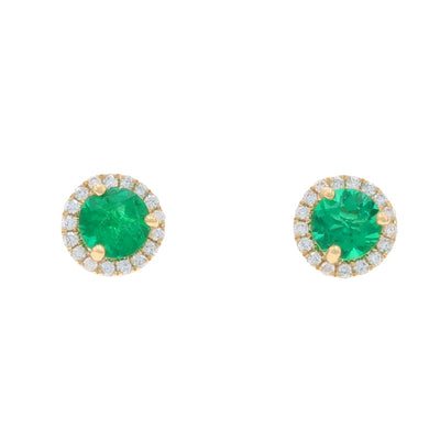 .84ctw Emerald and Diamond Earrings Yellow Gold