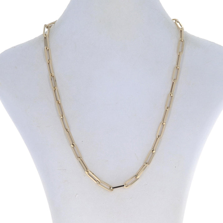 Paperclip Chain Necklace Yellow Gold