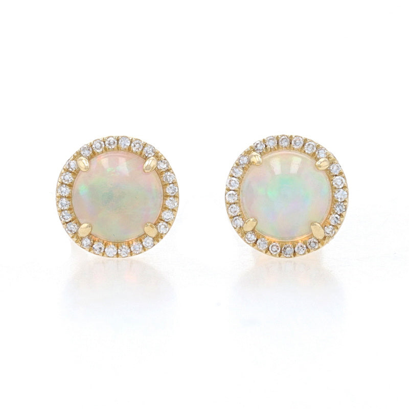 1.06ctw Opal and Diamond Earrings Yellow Gold