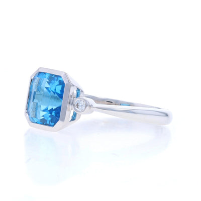 3.30ctw Blue Topaz and Diamond Ring White Gold
