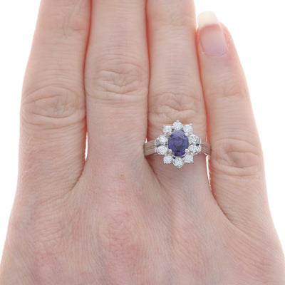 2.09ctw Sapphire and Diamond Ring White Gold