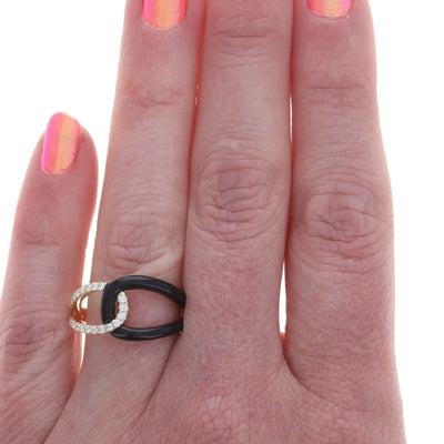 .22ctw Onyx and Diamond Women's Ring Yellow Gold