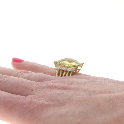 David Yurman .20ctw Lemon Quartz and Diamond Ring Yellow Gold