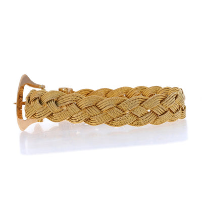 Woven Foxtail Bracelet Yellow Gold