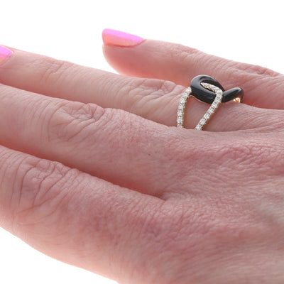 .22ctw Onyx and Diamond Women's Ring Yellow Gold