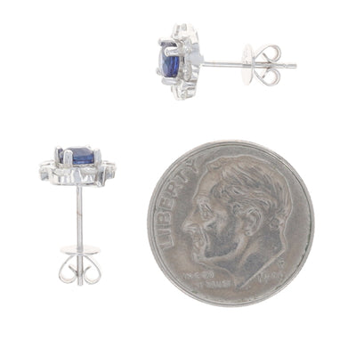 1.70ctw Sapphire and Diamond Earrings White Gold