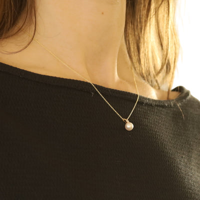 Akoya Pearl and Diamond Pendant Necklace Yellow Gold