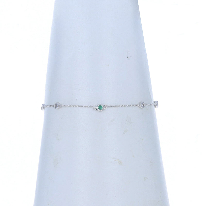 .24ctw Emerald and Diamond Bracelet White Gold