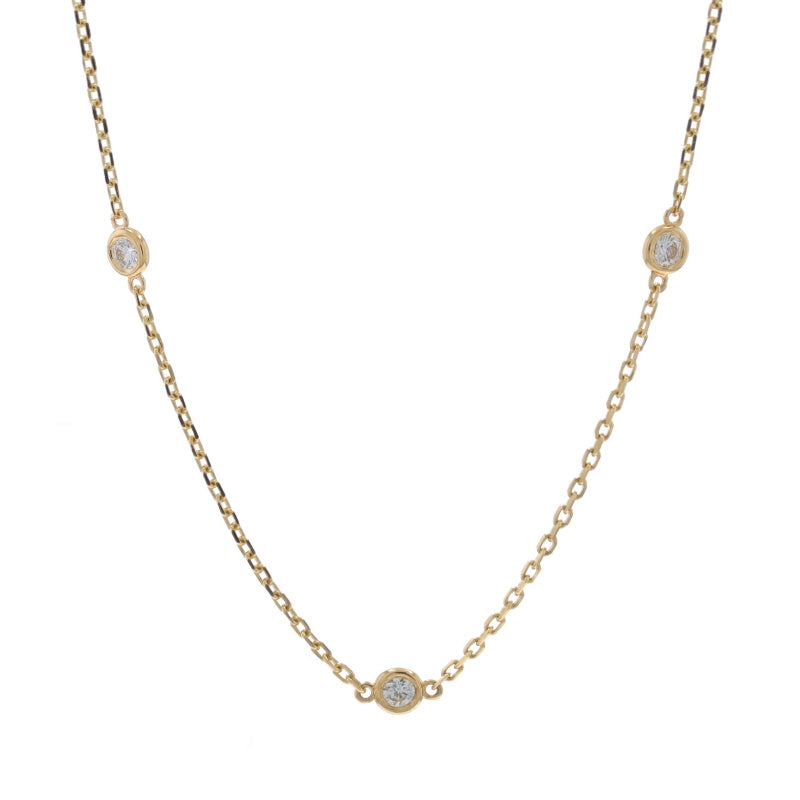 .56ctw Diamond Diamond Cut Cable Chain Station Necklace Yellow Gold