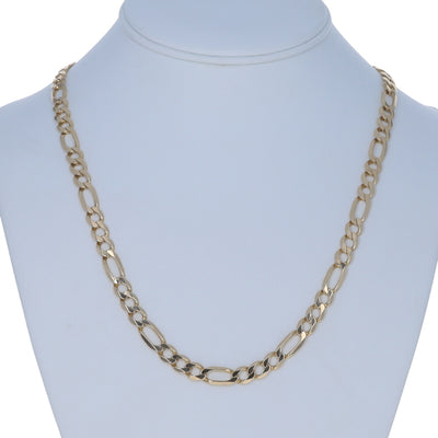 Men's Figaro Chain Necklace Yellow Gold