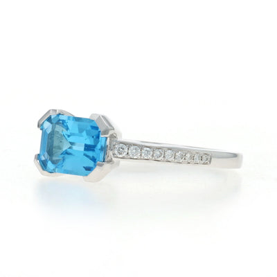 1.89ctw Blue Topaz and Diamond Ring White Gold