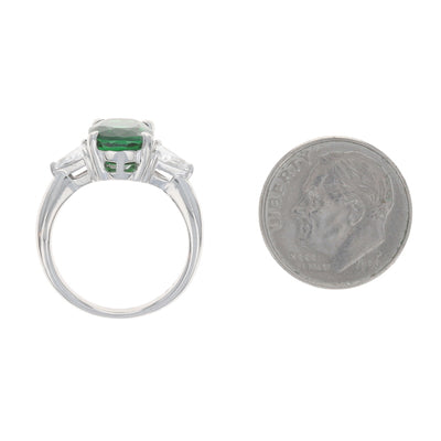 3.96ctw Tsavorite Garnet and Diamond Ring Platinum