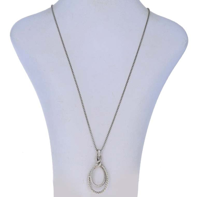 David Yurman Continuance .47ctw Diamond Pendant Necklace Sterling Silver