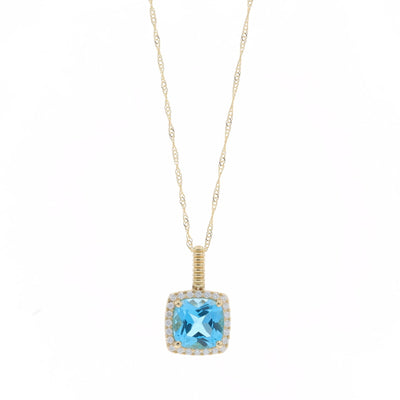 2.91ctw Topaz and Diamond Pendant Necklace Yellow Gold