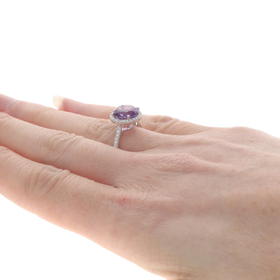 2.59ctw Amethyst and Diamond Ring White Gold