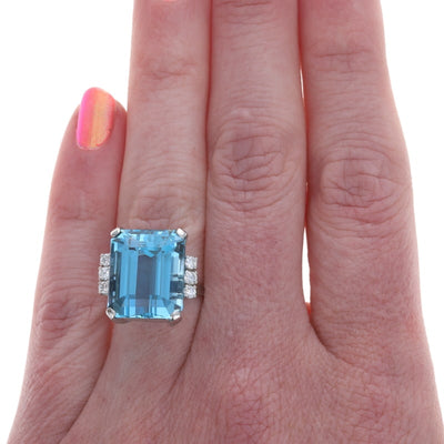 14.32ctw Aquamarine and Diamond Women's Ring Platinum