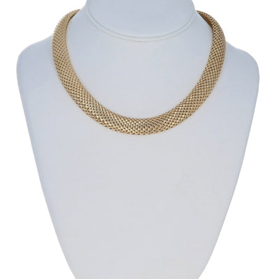 Flat Popcorn Chain Necklace Yellow Gold