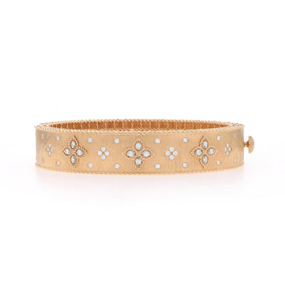 Roberto Coin Venetian Princess Satin Bangle .67ctw Diamond and Ruby Bracelet Rose Gold