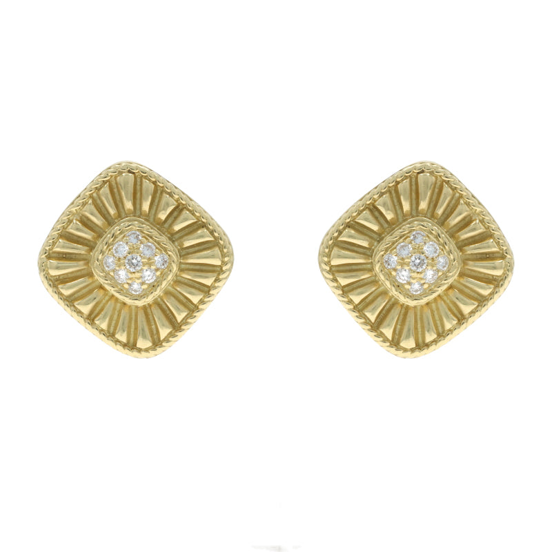 .27ctw Diamond and Akoya Pearl Earrings Yellow Gold