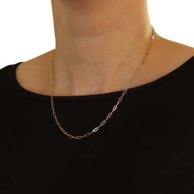 Paperclip Chain Necklace Yellow Gold