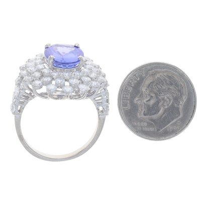 6.13ctw Tanzanite and Diamond Ring White Gold