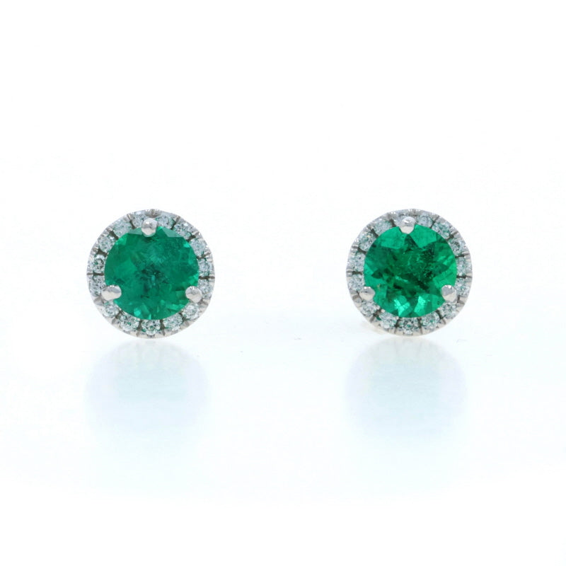 .94ctw Emerald and Diamond Earrings White Gold