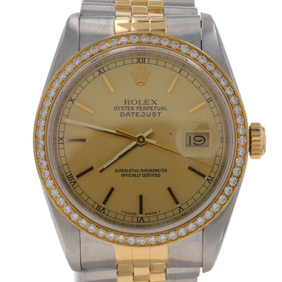Rolex Oyster Perpetual DateJust 1.20ctw Diamond Men's Wristwatch 16233 Stainless Steel Automatic