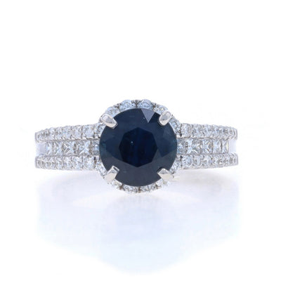 3.14ctw Sapphire and Diamond Ring White Gold