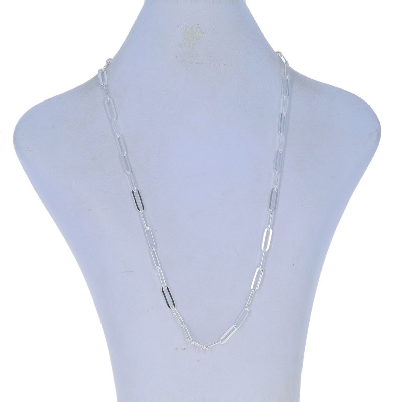 Paperclip Chain Necklace Sterling Silver