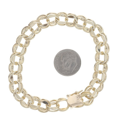Women's Diamond Cut Double Curb Bracelet Yellow Gold