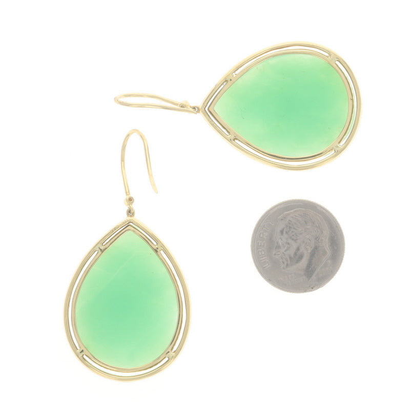 .68ctw Chrysoprase and Diamond Earrings Yellow Gold