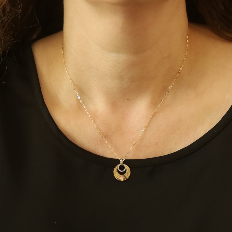 .12ctw Diamond Paperclip Chain Pendant Necklace Yellow Gold