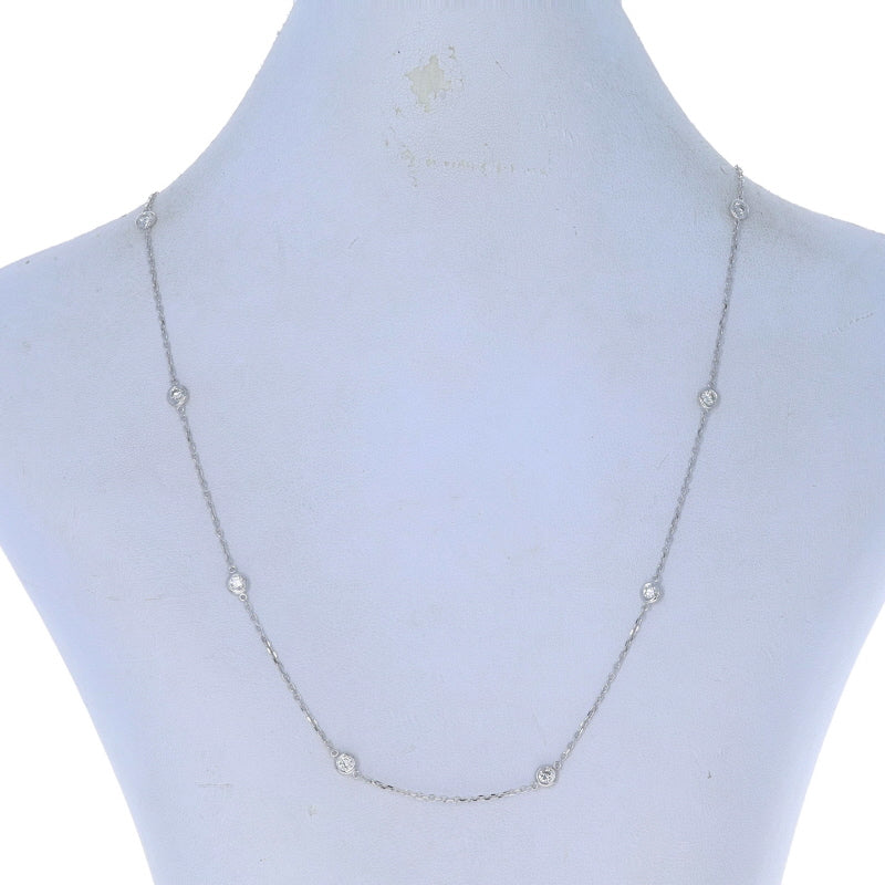 1.00ctw Diamond Diamond Cut Cable Chain Station Necklace White Gold