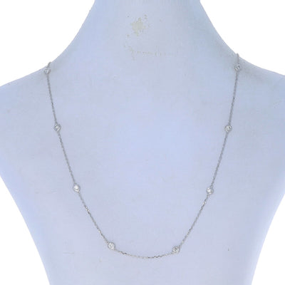 1.00ctw Diamond Diamond Cut Cable Chain Station Necklace White Gold