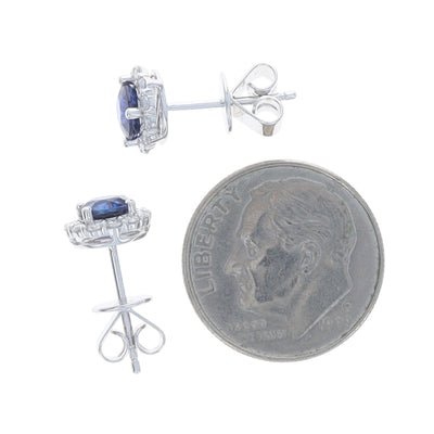 1.54ctw Sapphire and Diamond Earrings White Gold