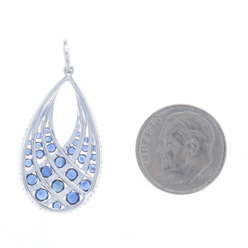 1.65ctw Sapphire and Diamond Pendant White Gold