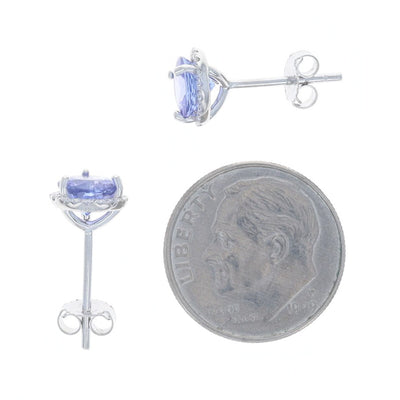 1.98ctw Tanzanite and Diamond Earrings White Gold