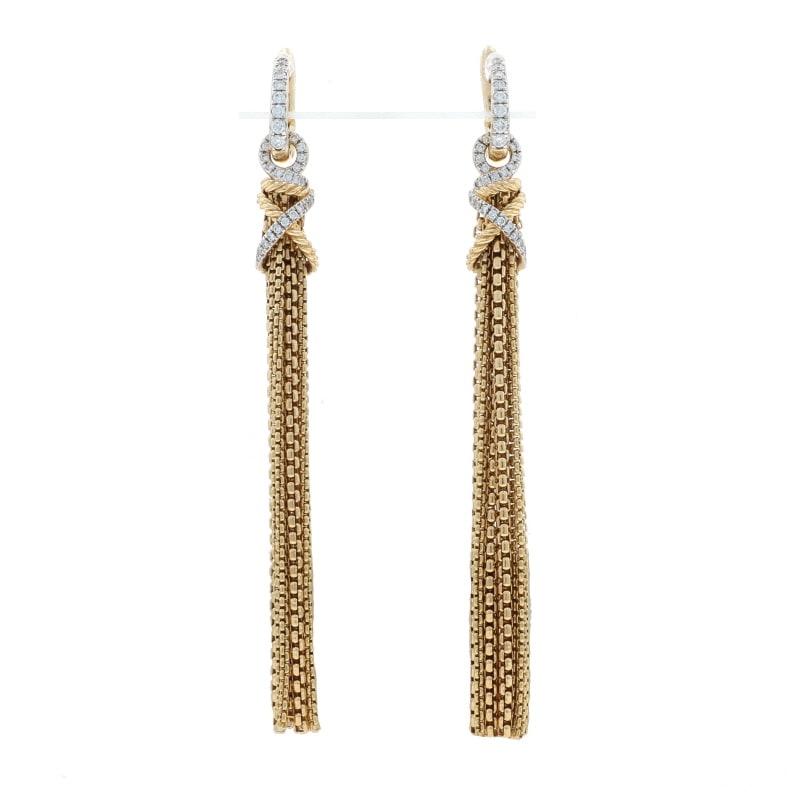 David Yurman Helena Tassle earrings, removable dangles .45ctw Diamond Women's Earrings Yellow Gold