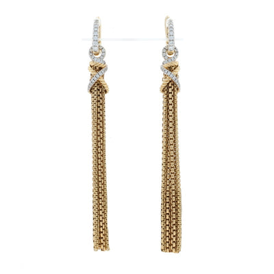 David Yurman Helena Tassle earrings, removable dangles .45ctw Diamond Women's Earrings Yellow Gold