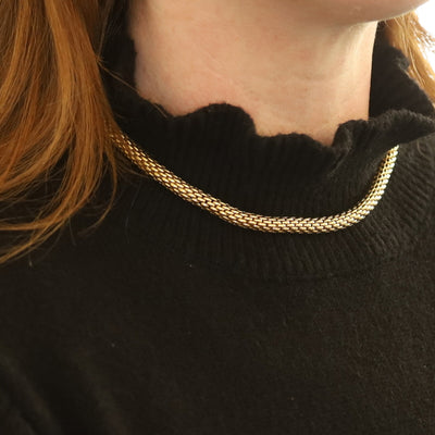 FOPE Love Nest Flexible Mesh Link Popcorn Necklace Yellow Gold