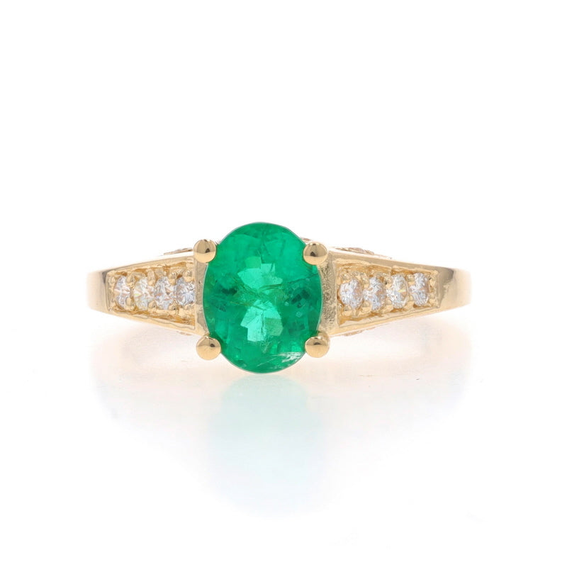 1.40ctw Emerald and Diamond Ring Yellow Gold