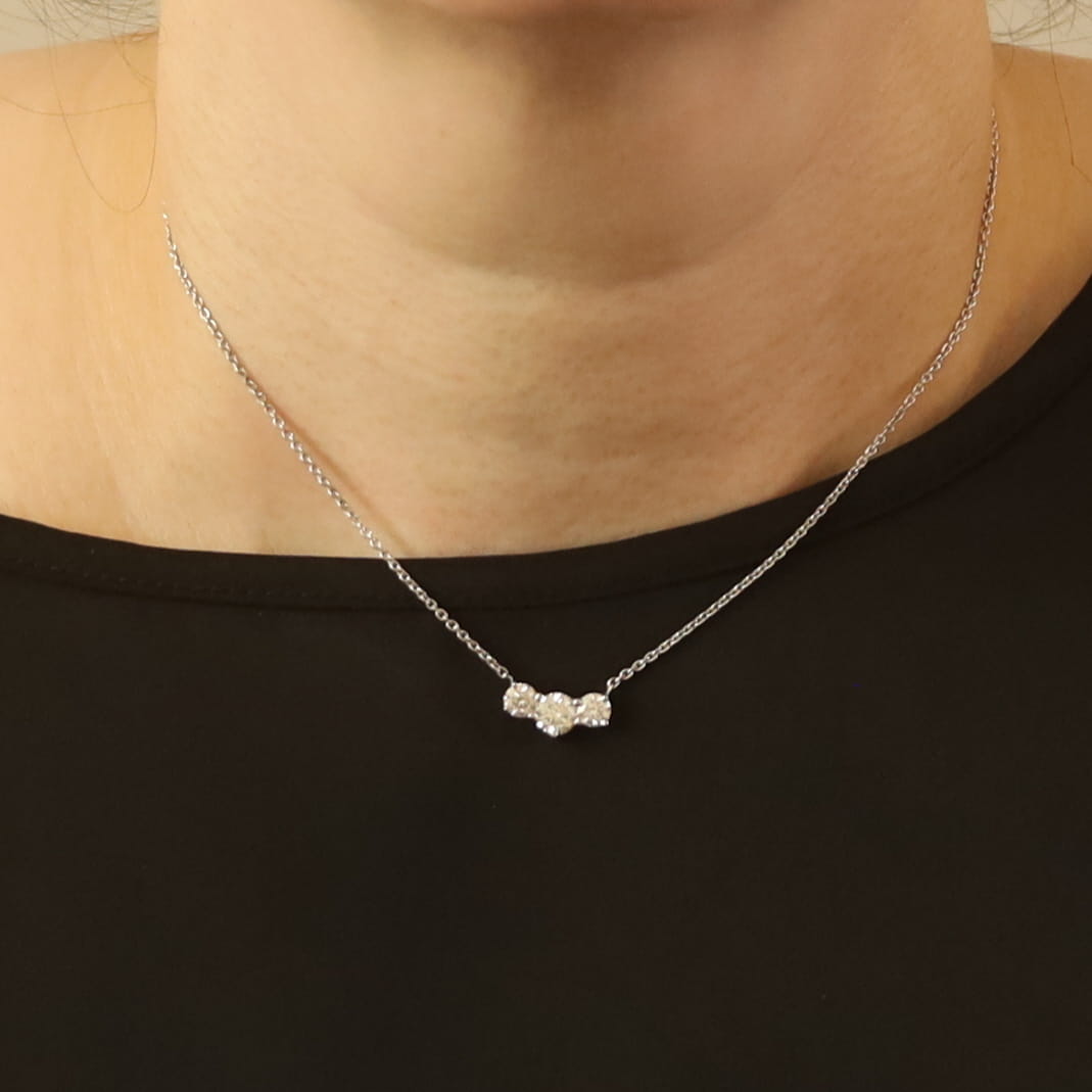 1.58ctw Diamond Cable Chain Pendant Necklace White Gold