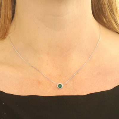 .84ctw Emerald and Diamond Pendant Necklace White Gold