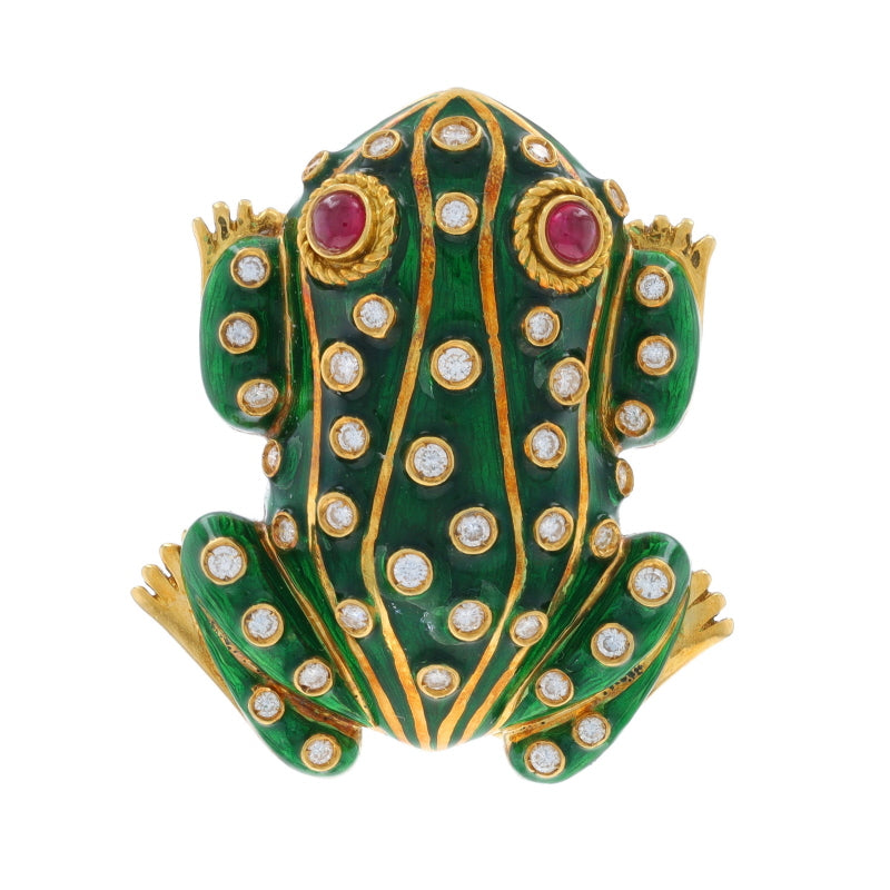 .98ctw Ruby and Diamond Pin Yellow Gold